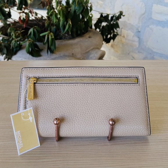 Michael Kors Reed Medium Bucket Messenger Bag/ LG Snap Wallet Leather Camel NWT - Picture 11 of 13